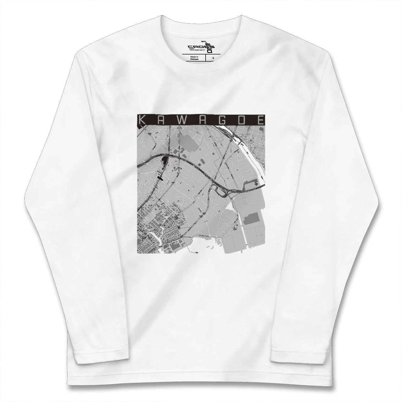 【川越(三重県)(三重県)】地図柄ロングスリーブTシャツ