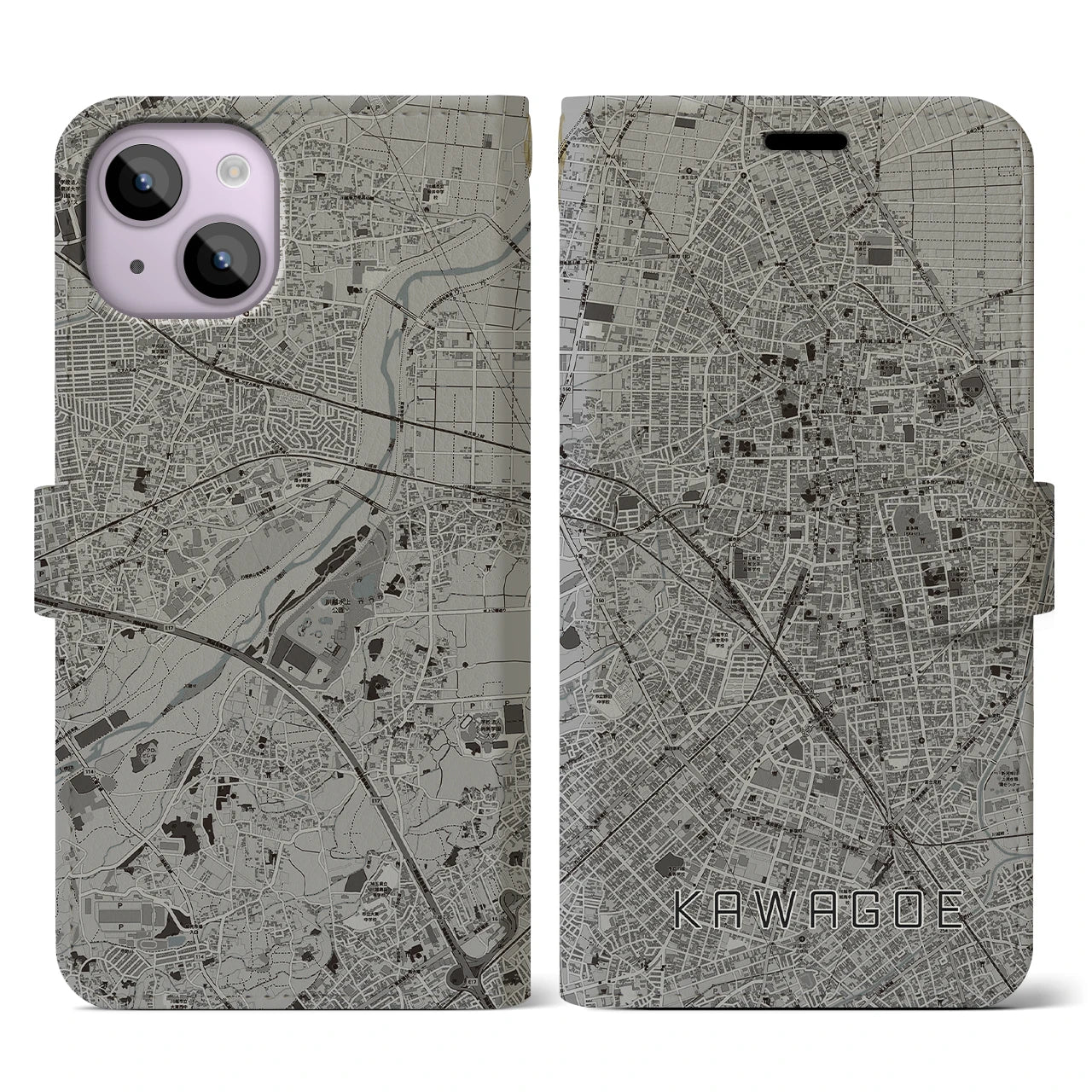 【川越(埼玉県)】地図柄iPhoneケース(手帳タイプ)