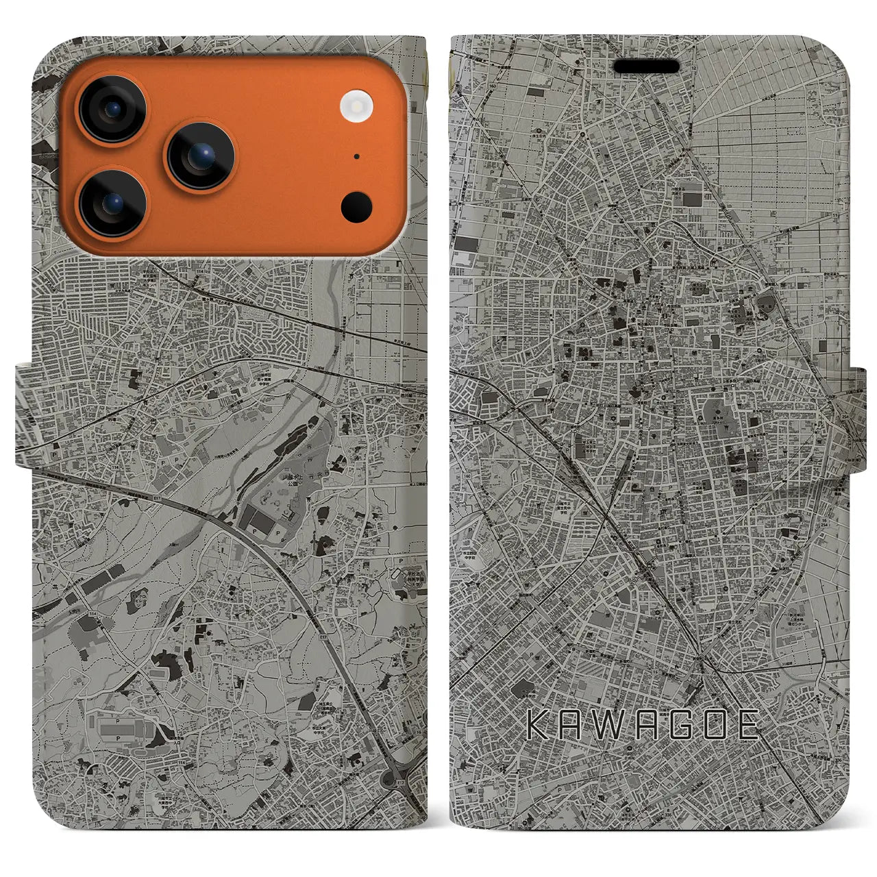 【川越(埼玉県)】地図柄iPhoneケース(手帳タイプ)