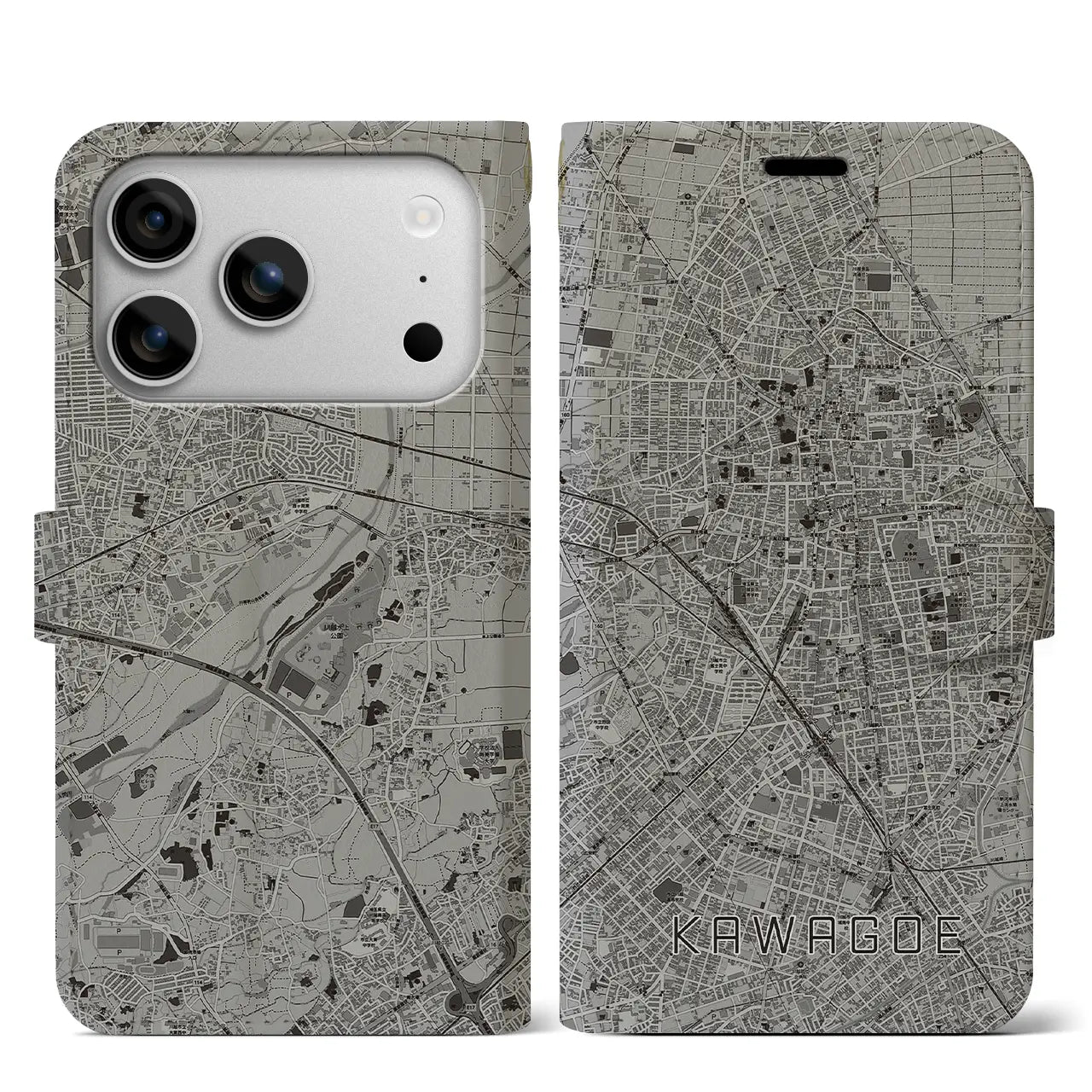 【川越(埼玉県)】地図柄iPhoneケース(手帳タイプ)