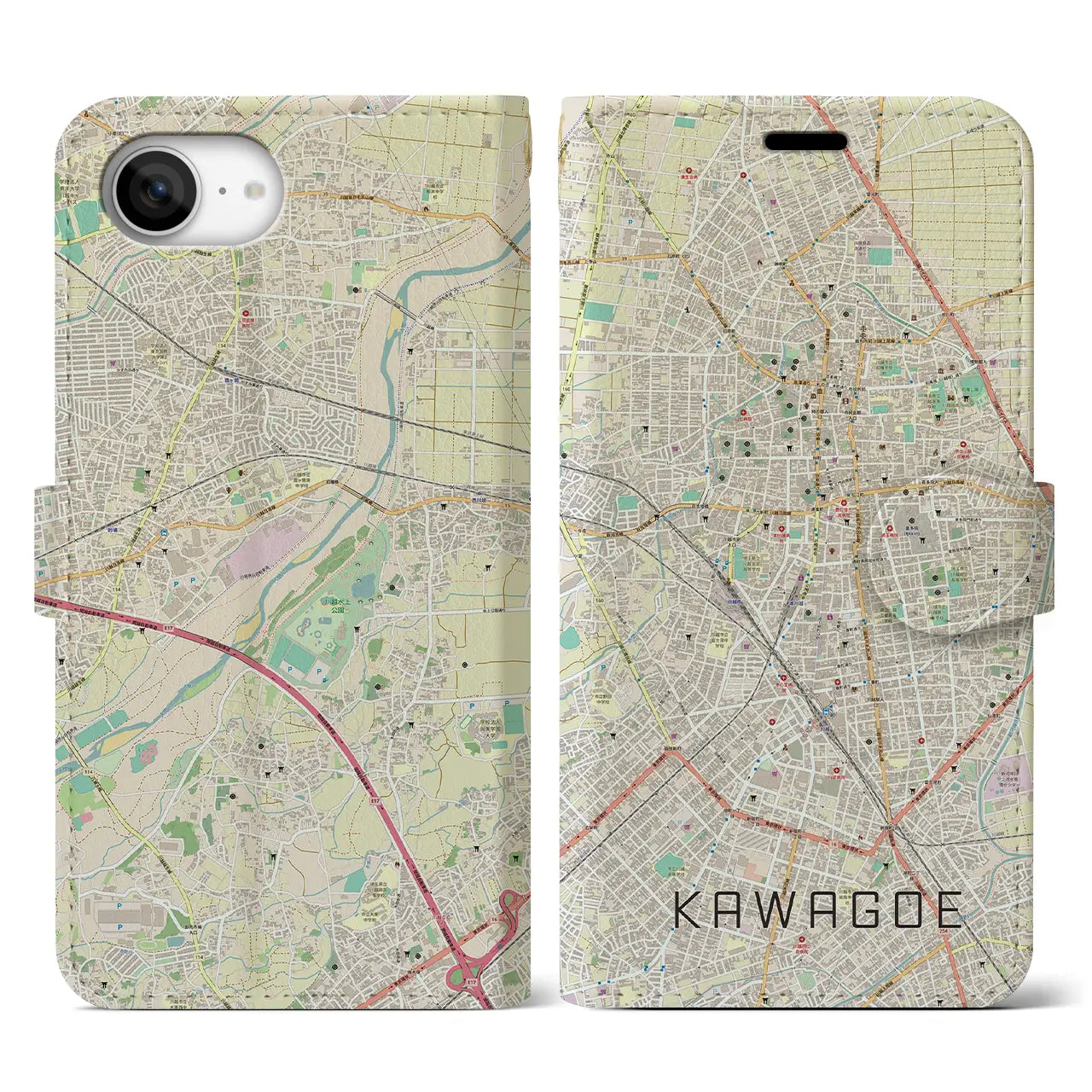 【川越(埼玉県)】地図柄iPhoneケース(手帳タイプ)