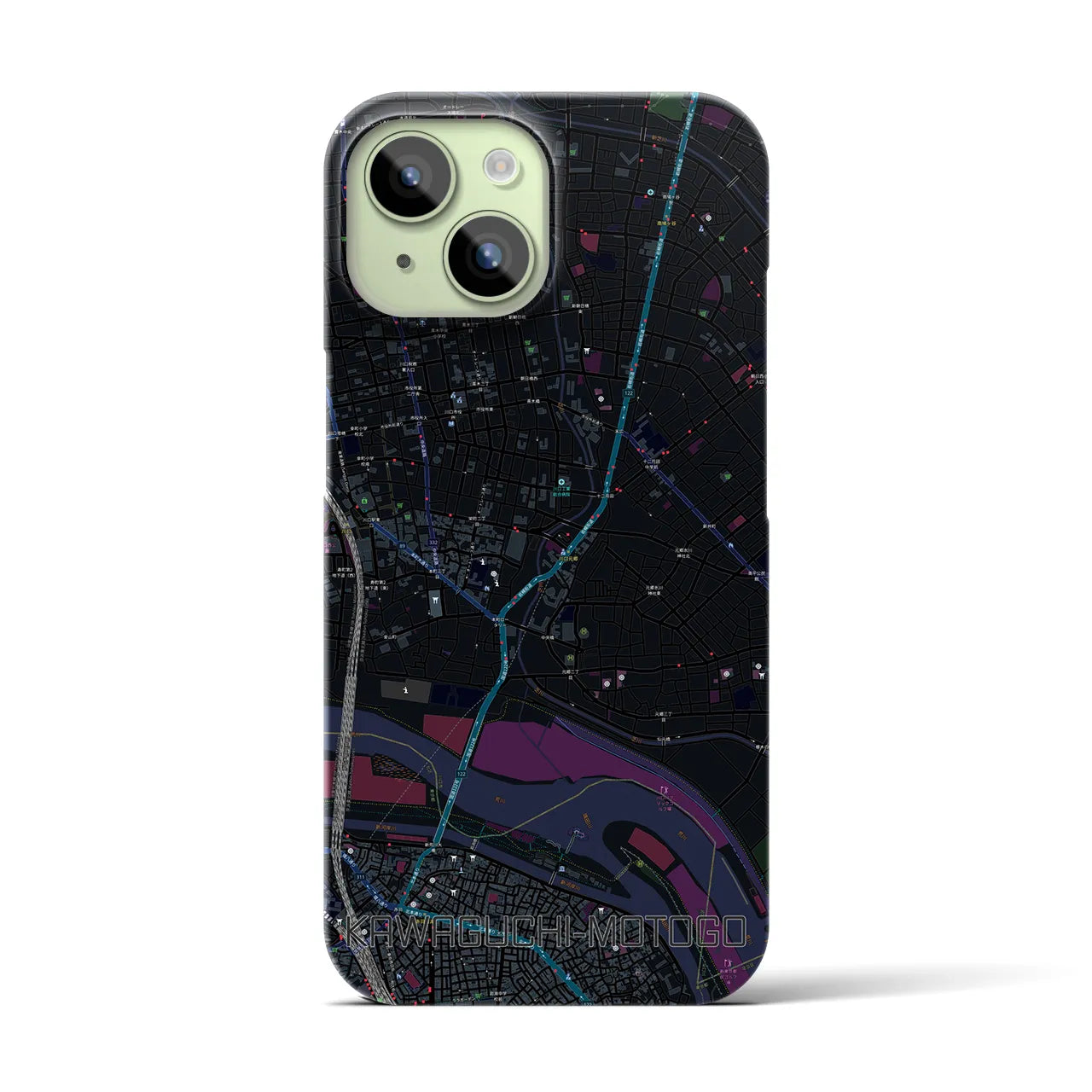 【川口元郷(埼玉県)】地図柄iPhoneケース(バックカバータイプ)