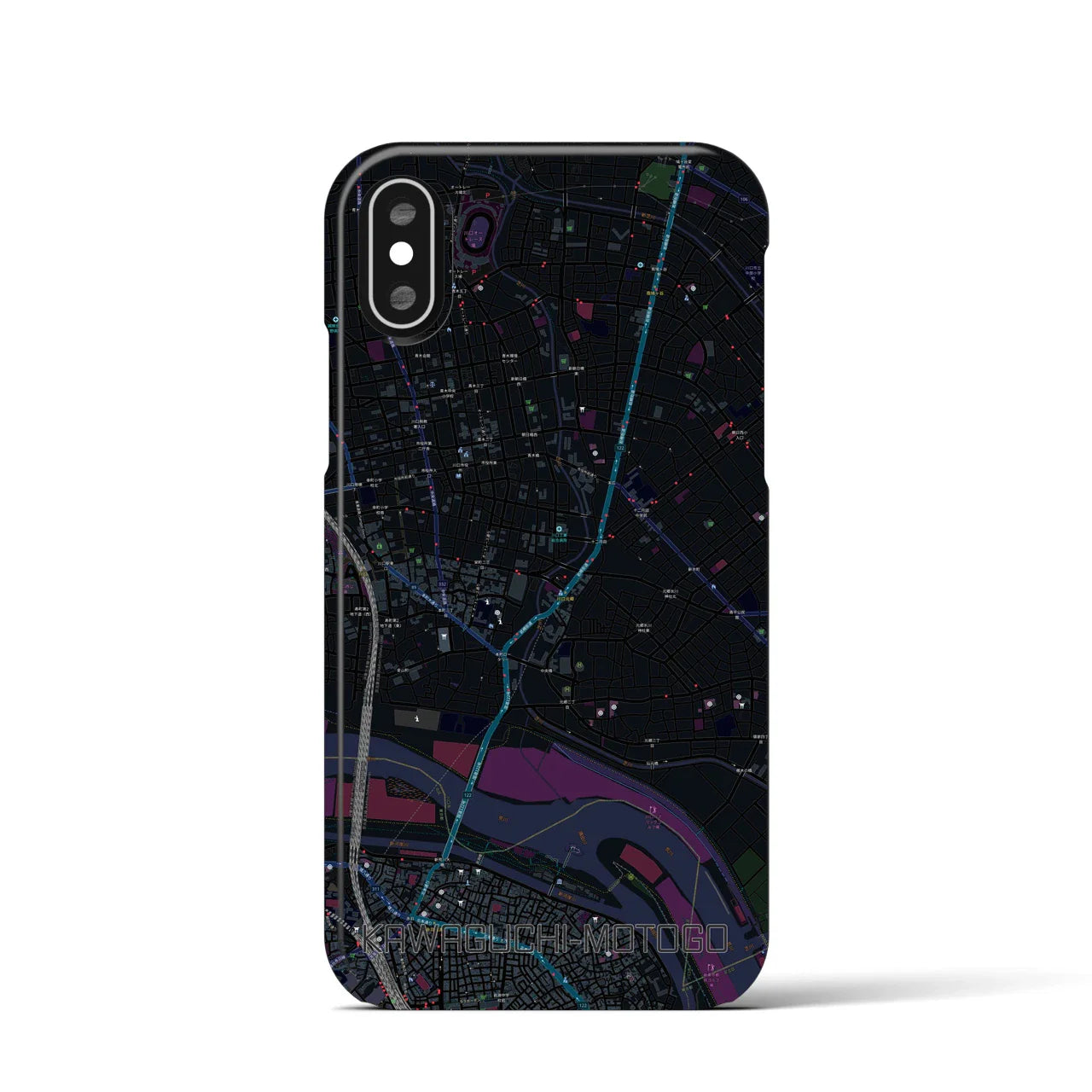 【川口元郷(埼玉県)】地図柄iPhoneケース(バックカバータイプ)