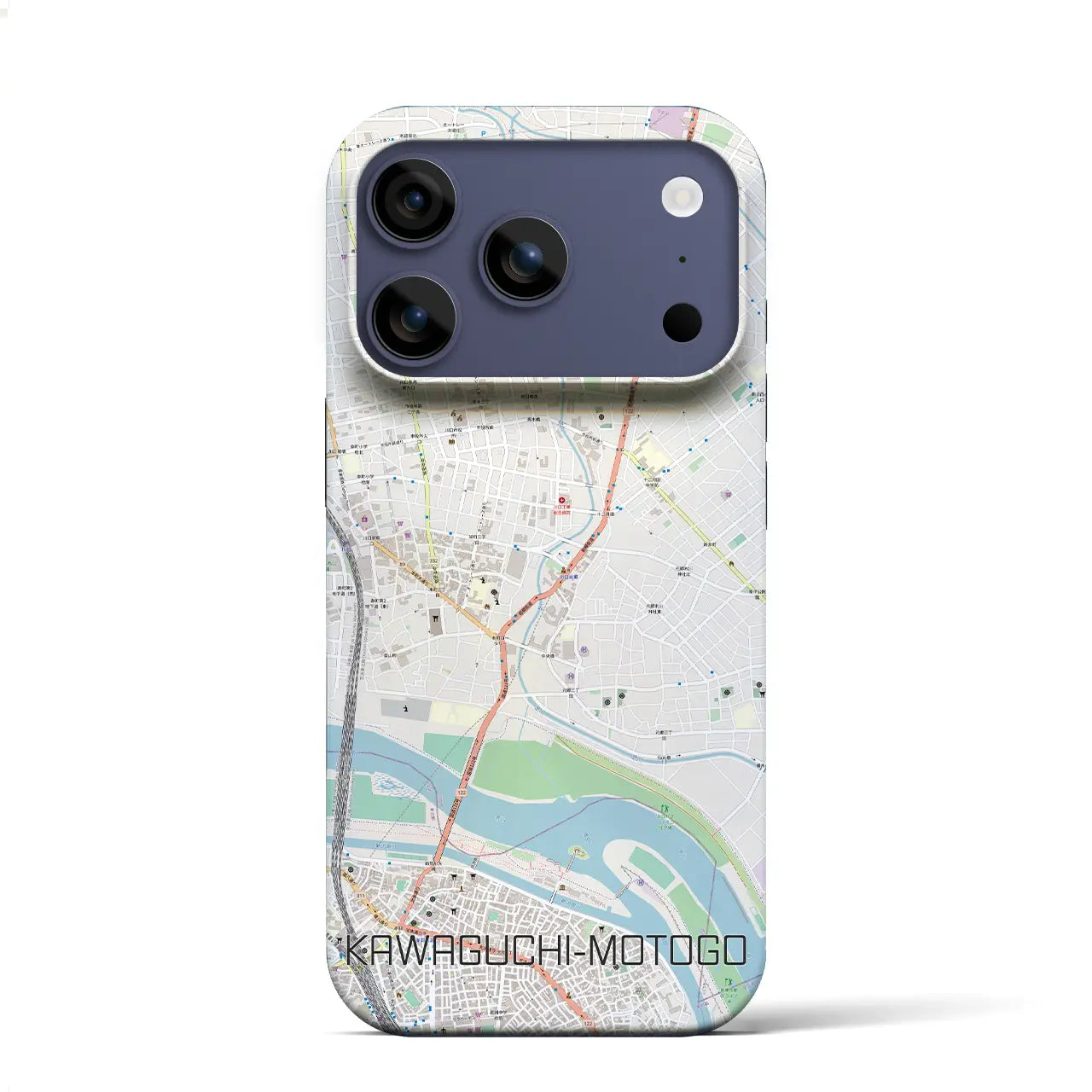 【川口元郷(埼玉県)】地図柄iPhoneケース(バックカバータイプ)ブラック・iPhone 17 Pro Max 用