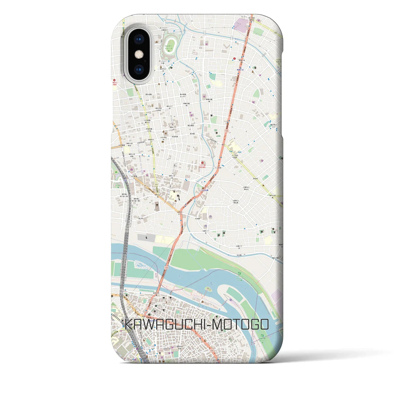 【川口元郷(埼玉県)】地図柄iPhoneケース(バックカバータイプ)