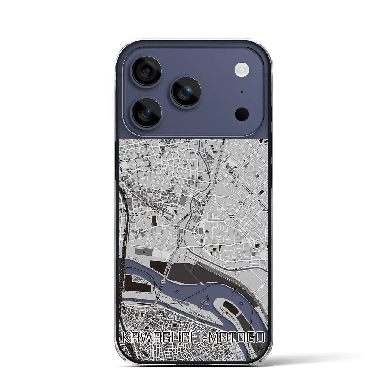 【川口元郷(埼玉県)】地図柄iPhoneケース(クリアタイプ)モノトーン・iPhone 17 Pro Max 用