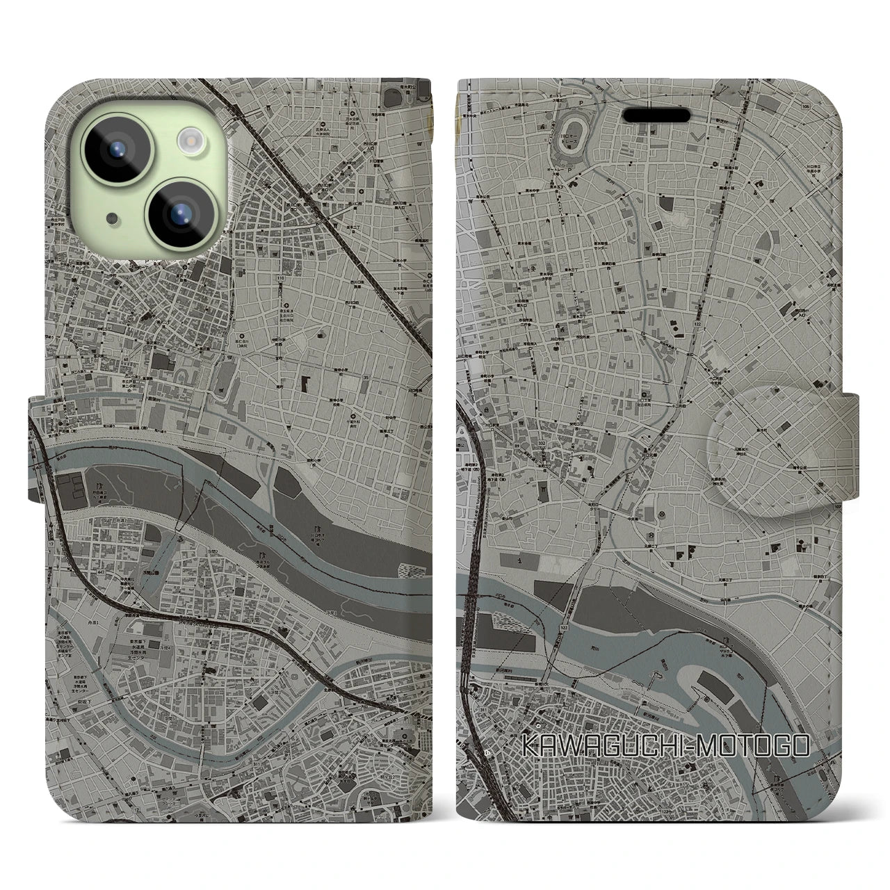 【川口元郷(埼玉県)】地図柄iPhoneケース(手帳タイプ)