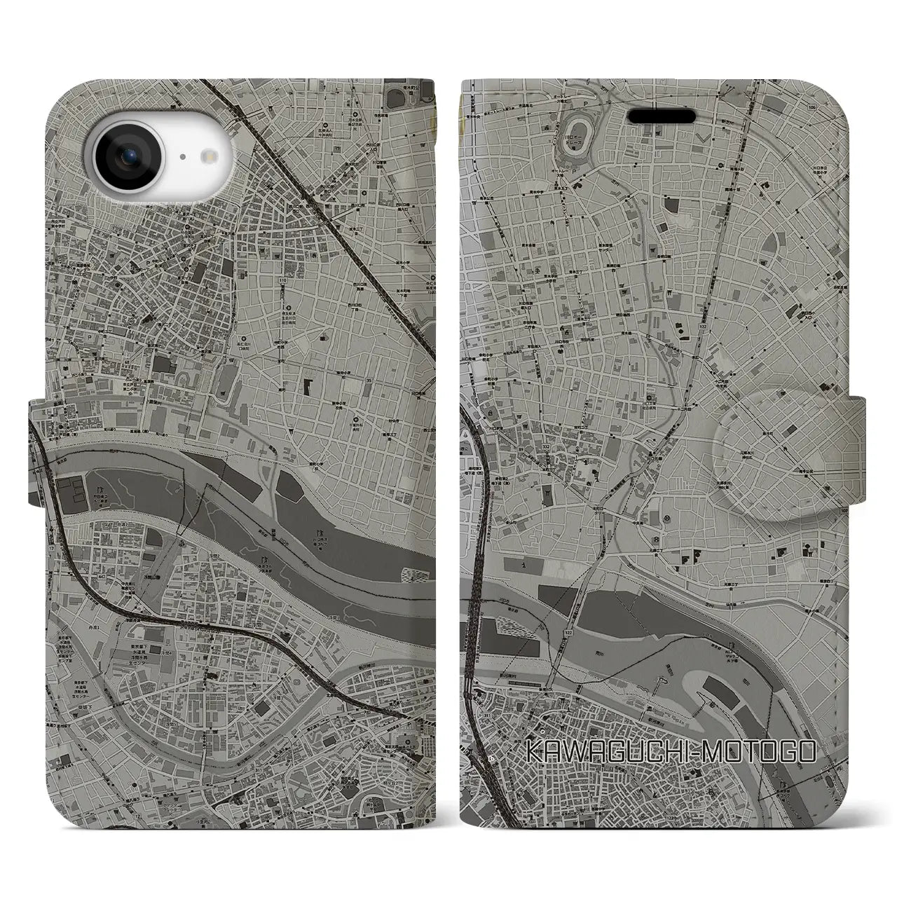 【川口元郷(埼玉県)】地図柄iPhoneケース(手帳タイプ)