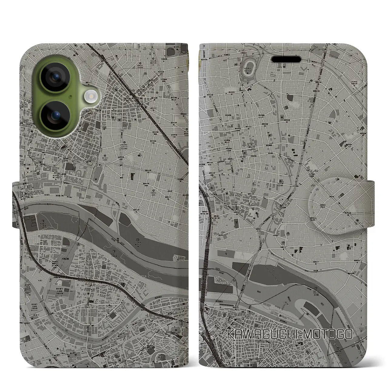 【川口元郷(埼玉県)】地図柄iPhoneケース(手帳タイプ)