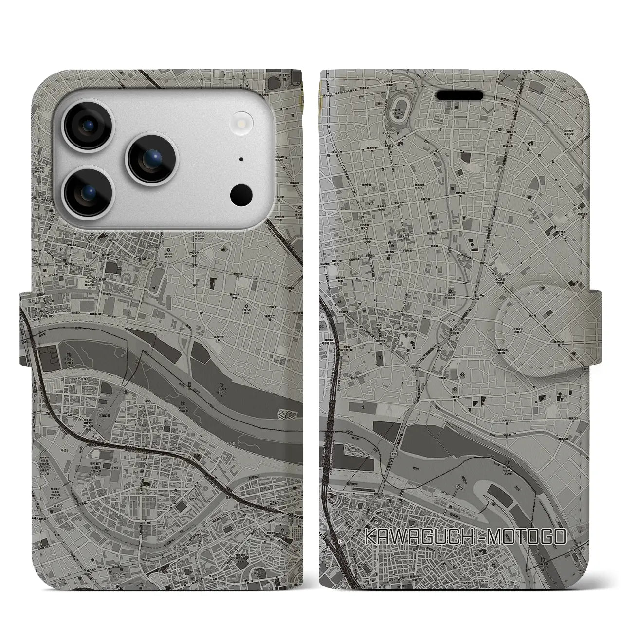 【川口元郷(埼玉県)】地図柄iPhoneケース(手帳タイプ)