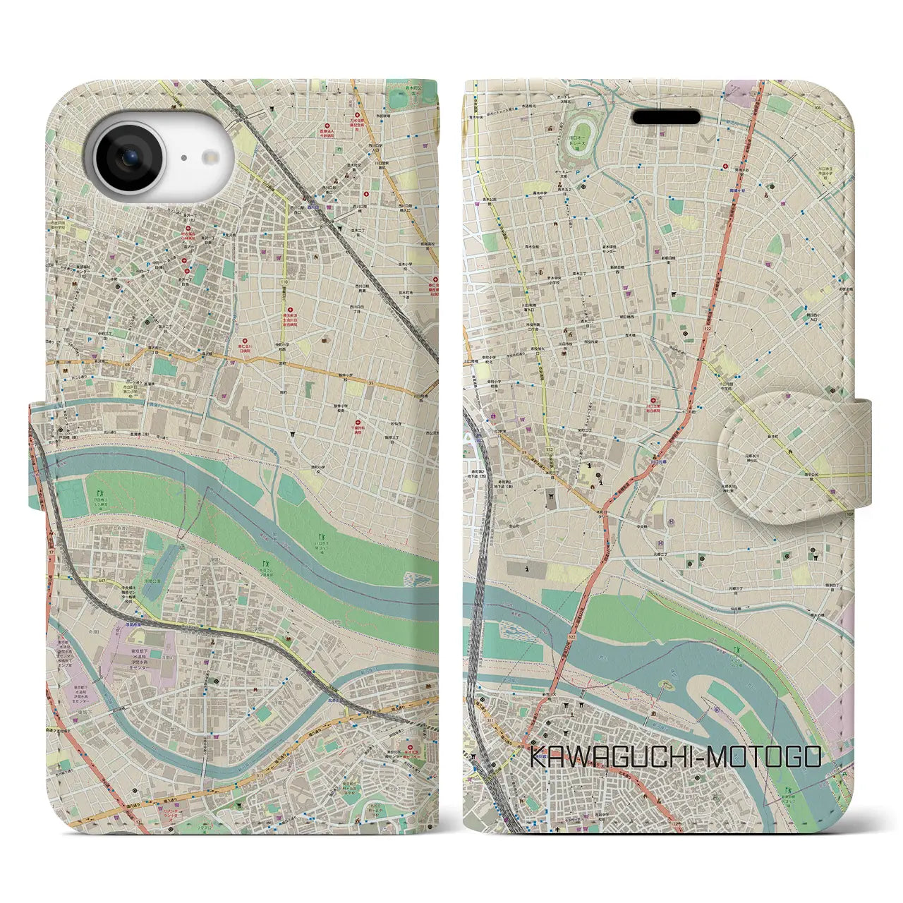 【川口元郷(埼玉県)】地図柄iPhoneケース(手帳タイプ)