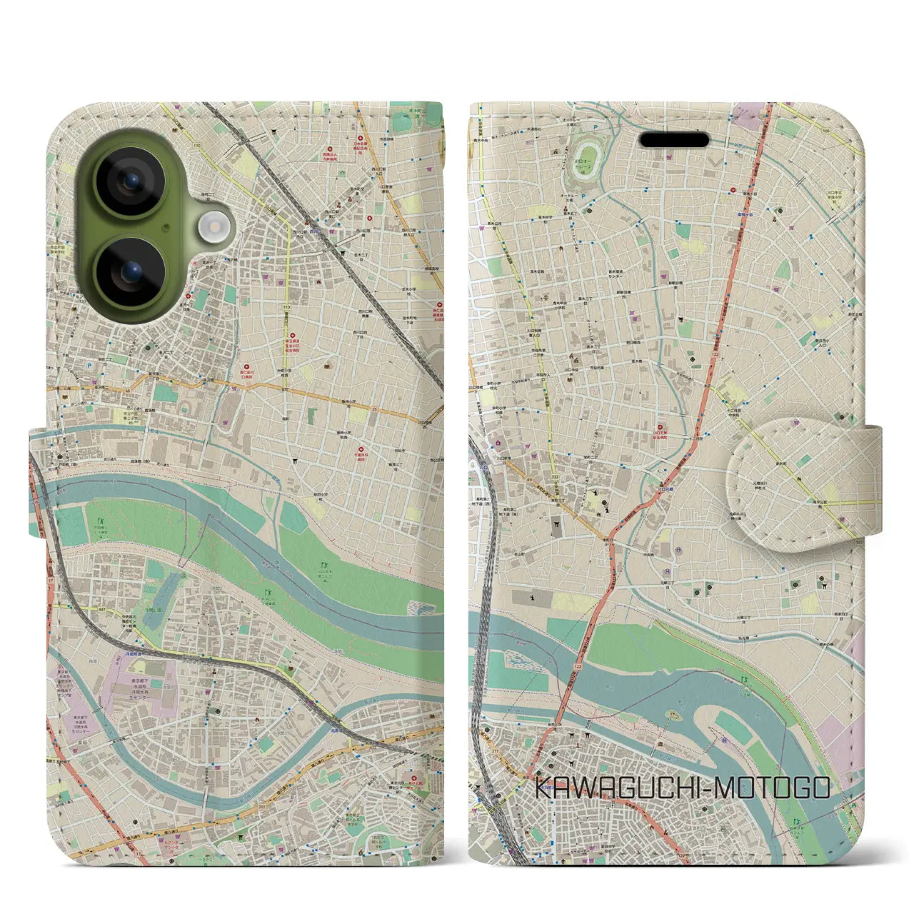 【川口元郷(埼玉県)】地図柄iPhoneケース(手帳タイプ)