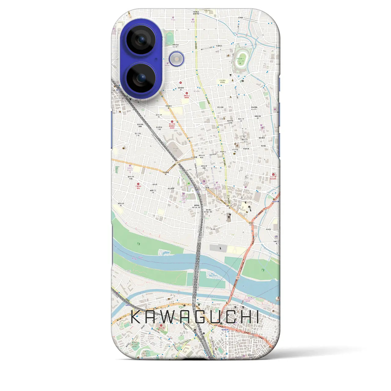 【川口(埼玉県)】地図柄iPhoneケース(バックカバータイプ)ナチュラル・iPhone 16 Pro Max 用