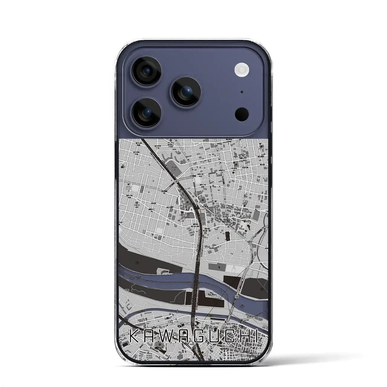 【川口(埼玉県)】地図柄iPhoneケース(クリアタイプ)モノトーン・iPhone 17 Pro Max 用