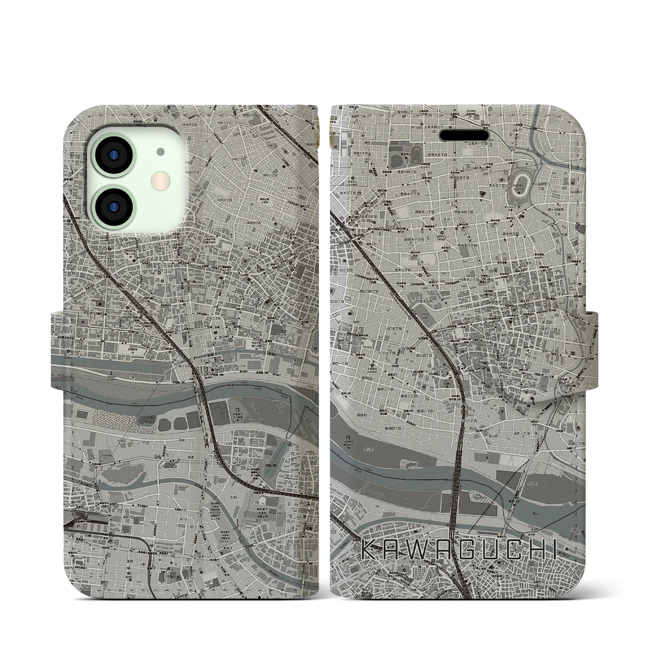 【川口(埼玉県)】地図柄iPhoneケース(手帳タイプ)