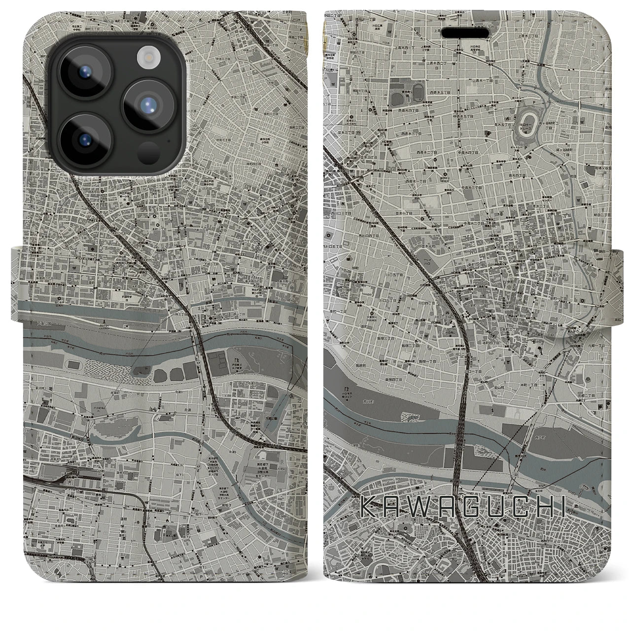 【川口(埼玉県)】地図柄iPhoneケース(手帳タイプ)