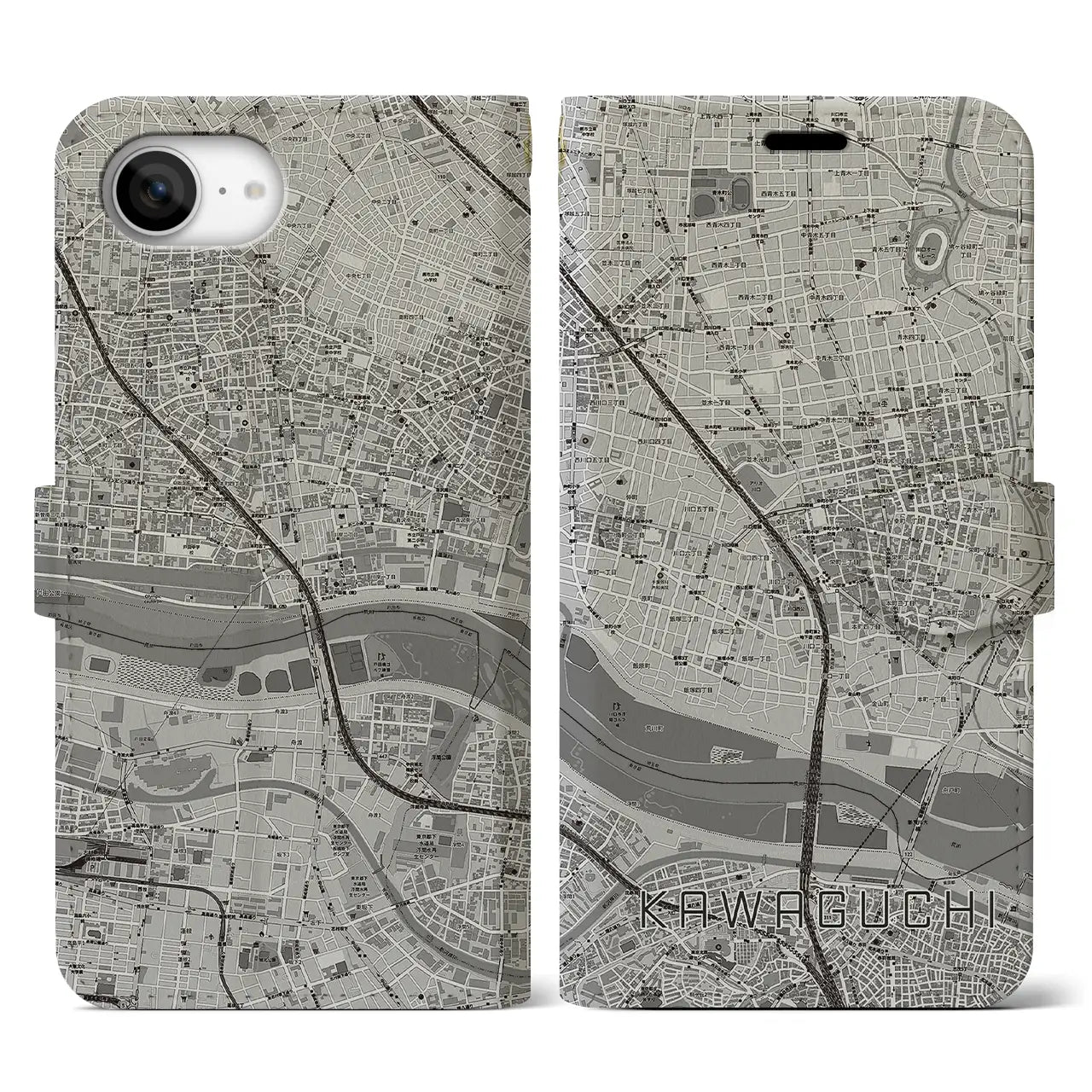 【川口(埼玉県)】地図柄iPhoneケース(手帳タイプ)