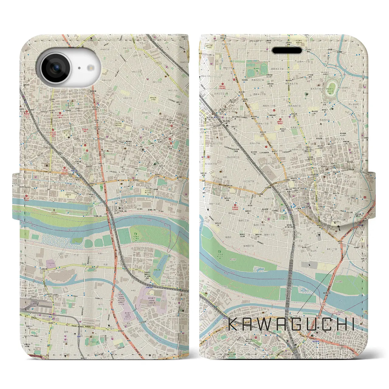 【川口(埼玉県)】地図柄iPhoneケース(手帳タイプ)