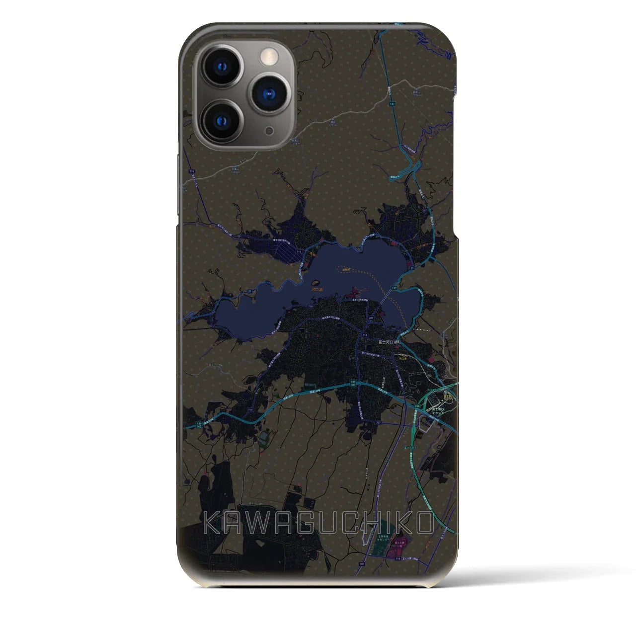 【河口湖(山梨県)】地図柄iPhoneケース(バックカバータイプ)