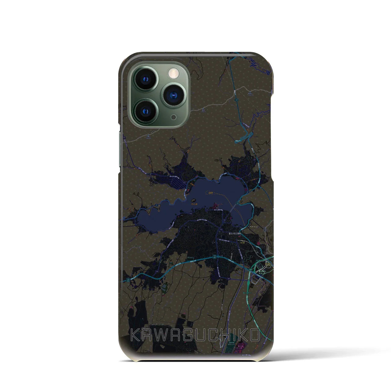 【河口湖(山梨県)】地図柄iPhoneケース(バックカバータイプ)