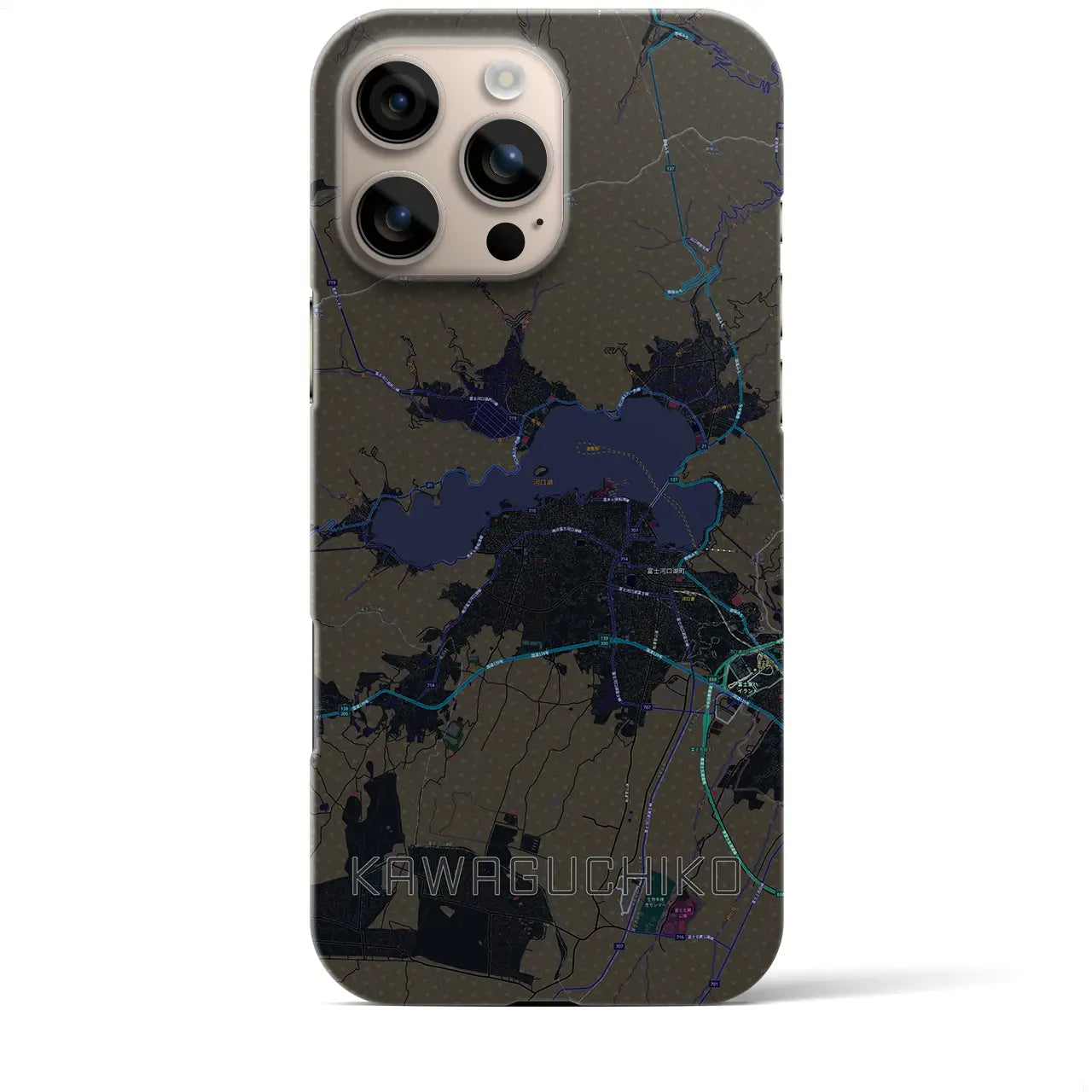 【河口湖(山梨県)】地図柄iPhoneケース(バックカバータイプ)