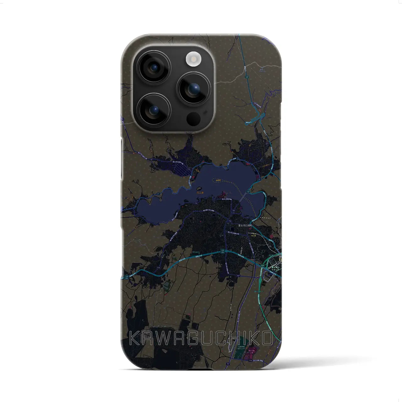 【河口湖(山梨県)】地図柄iPhoneケース(バックカバータイプ)