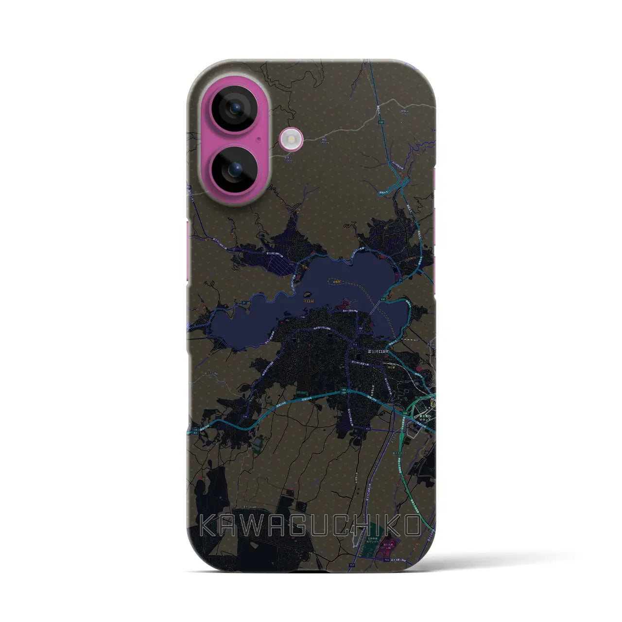 【河口湖(山梨県)】地図柄iPhoneケース(バックカバータイプ)