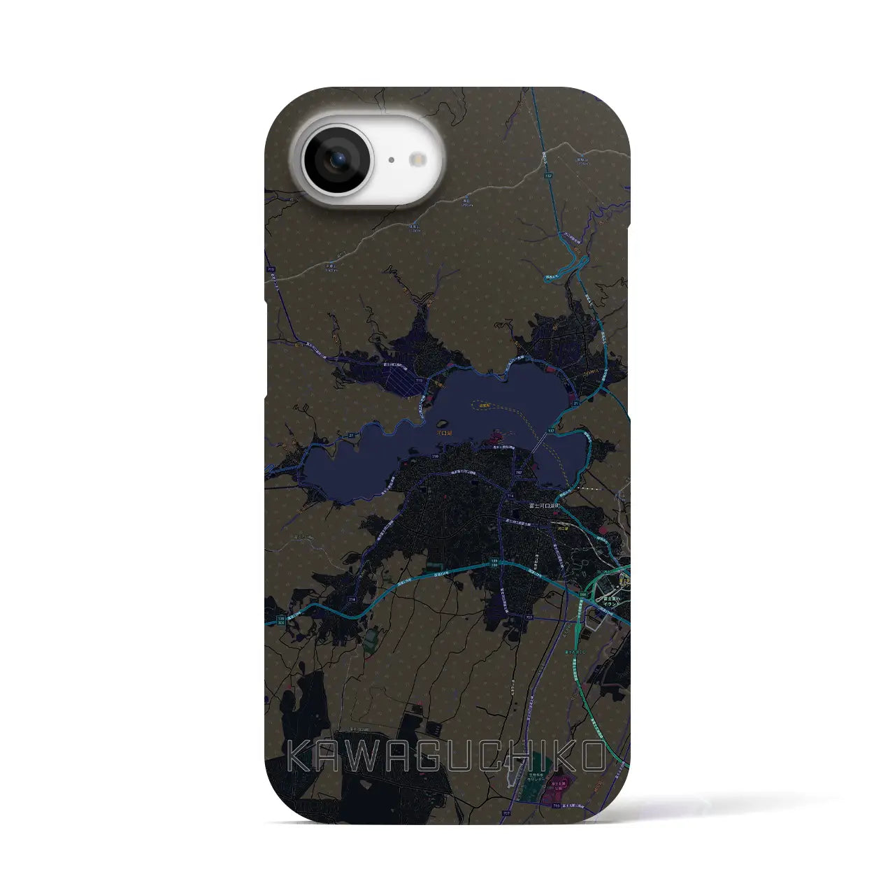 【河口湖(山梨県)】地図柄iPhoneケース(バックカバータイプ)