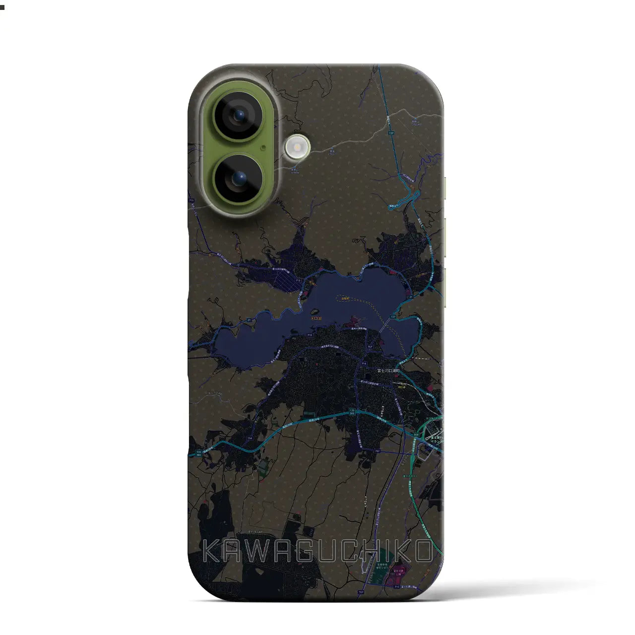 【河口湖(山梨県)】地図柄iPhoneケース(バックカバータイプ)
