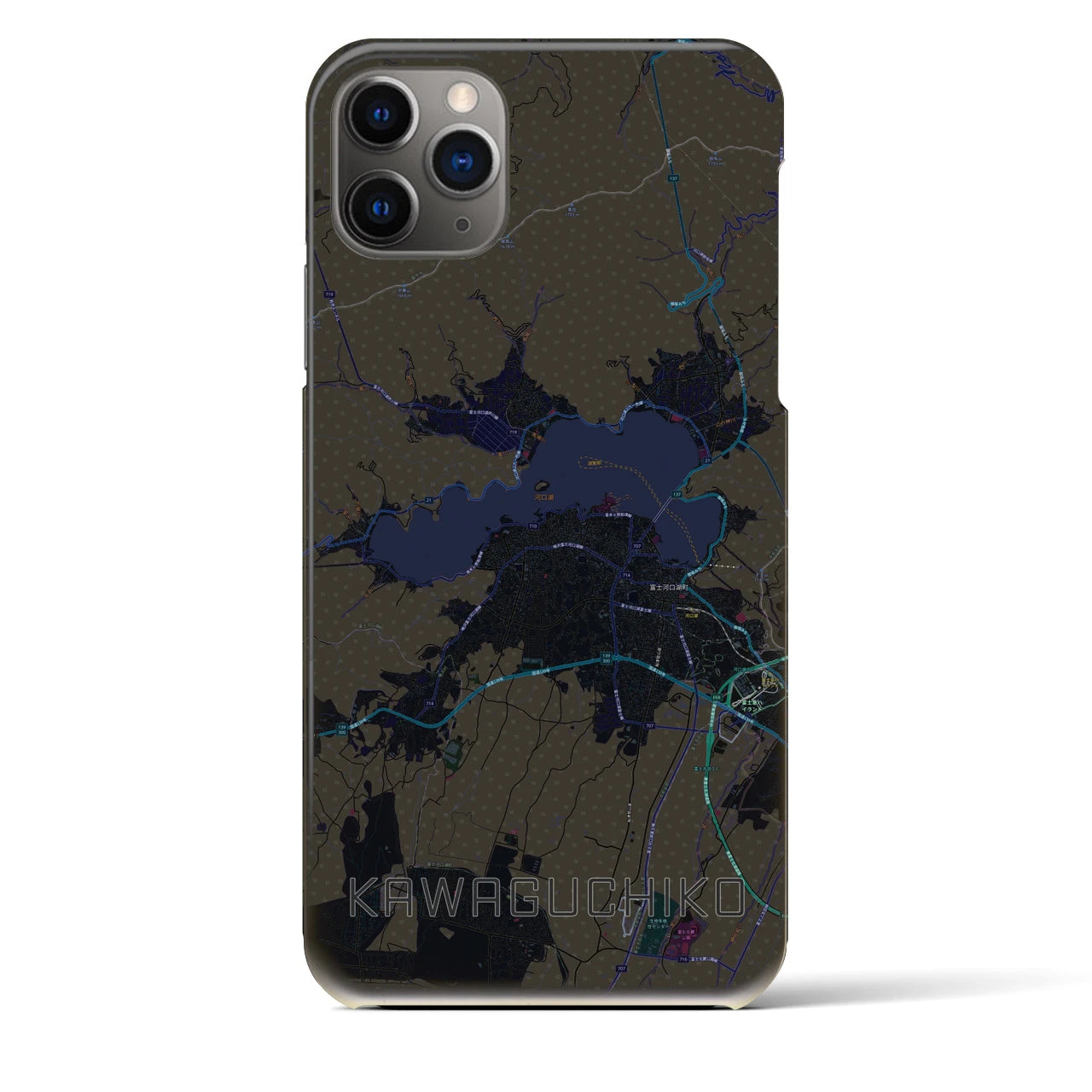 【河口湖(山梨県)】地図柄iPhoneケース(バックカバータイプ)