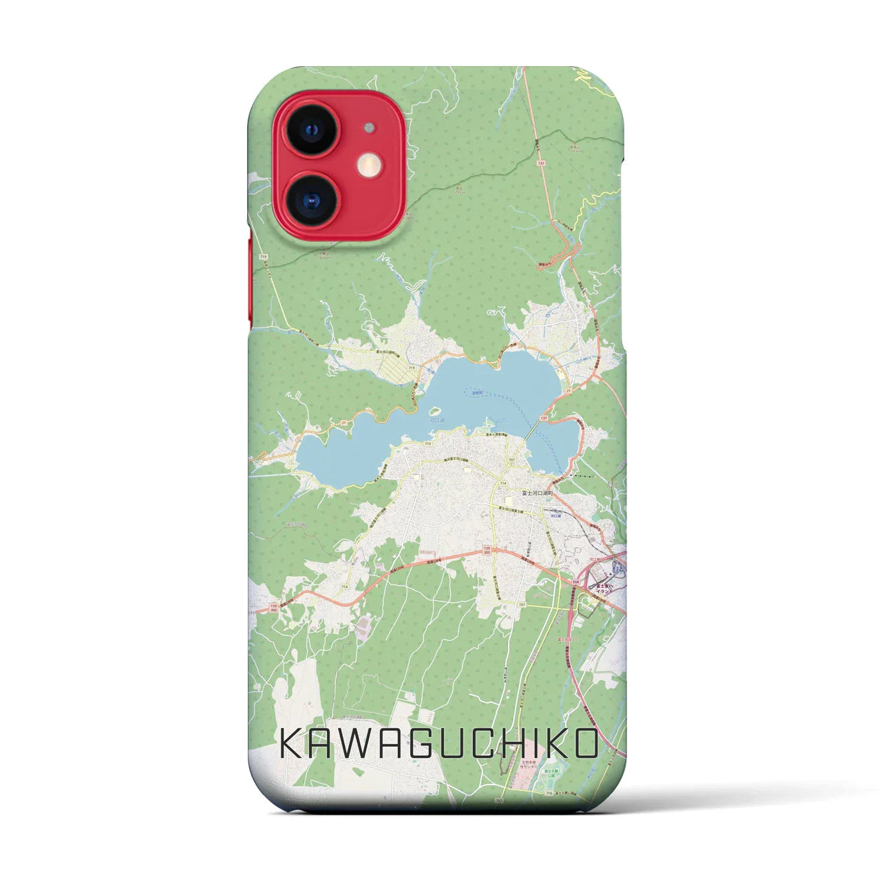 【河口湖(山梨県)】地図柄iPhoneケース(バックカバータイプ)