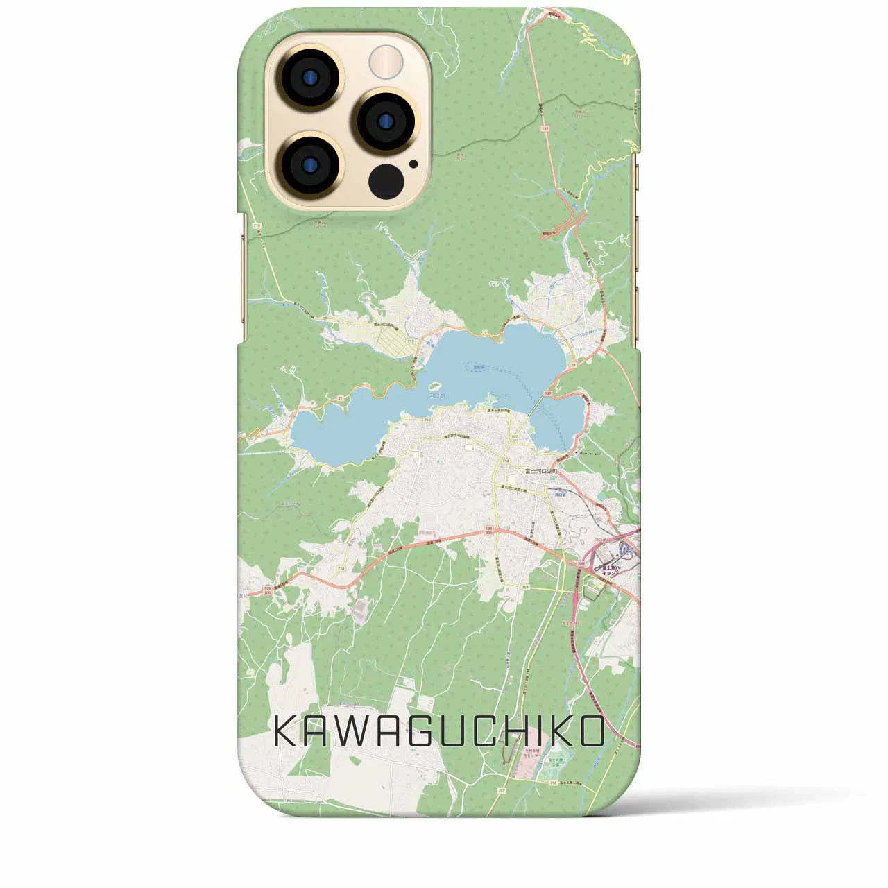 【河口湖(山梨県)】地図柄iPhoneケース(バックカバータイプ)