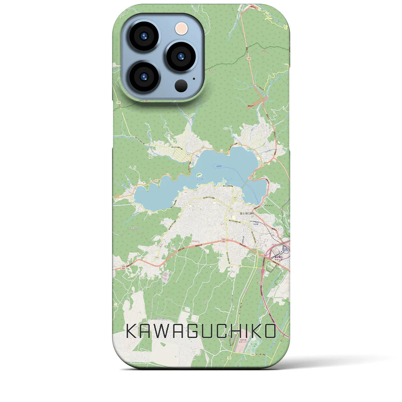 【河口湖(山梨県)】地図柄iPhoneケース(バックカバータイプ)