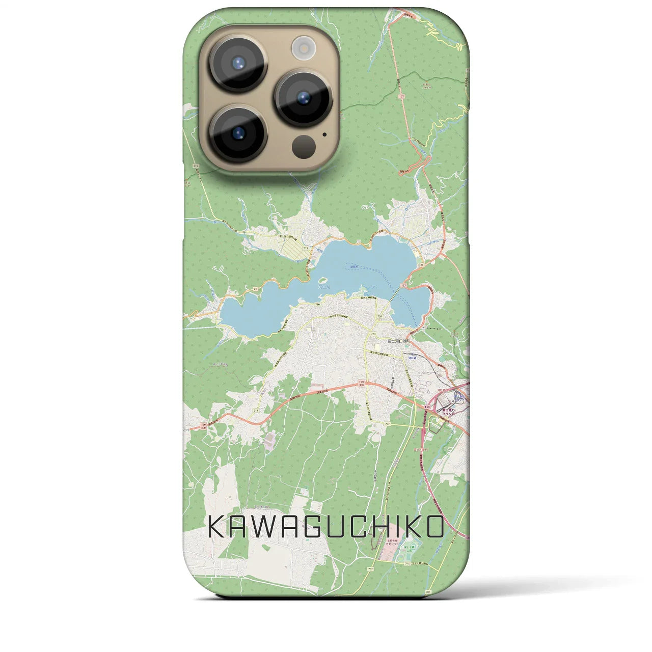 【河口湖(山梨県)】地図柄iPhoneケース(バックカバータイプ)
