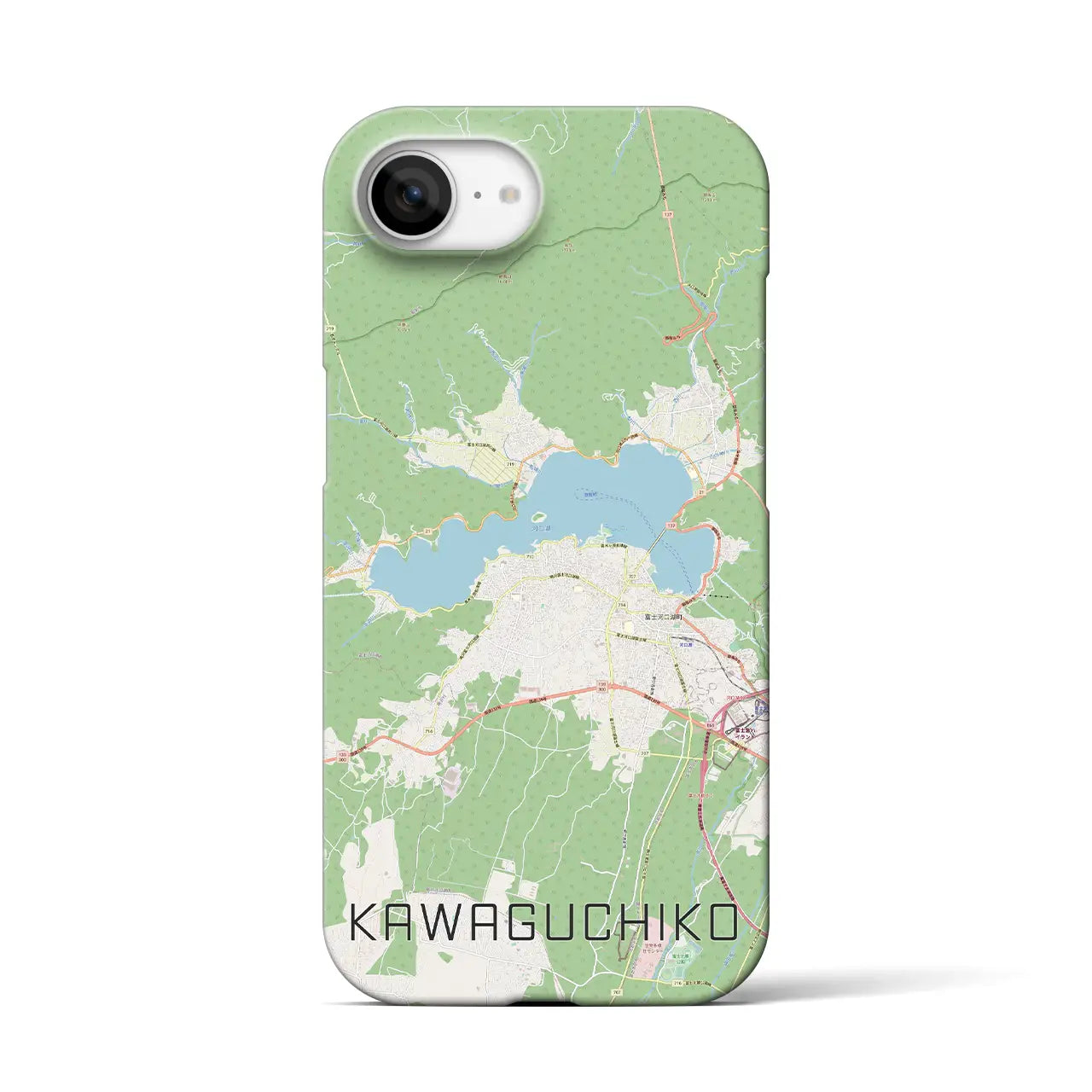 【河口湖(山梨県)】地図柄iPhoneケース(バックカバータイプ)