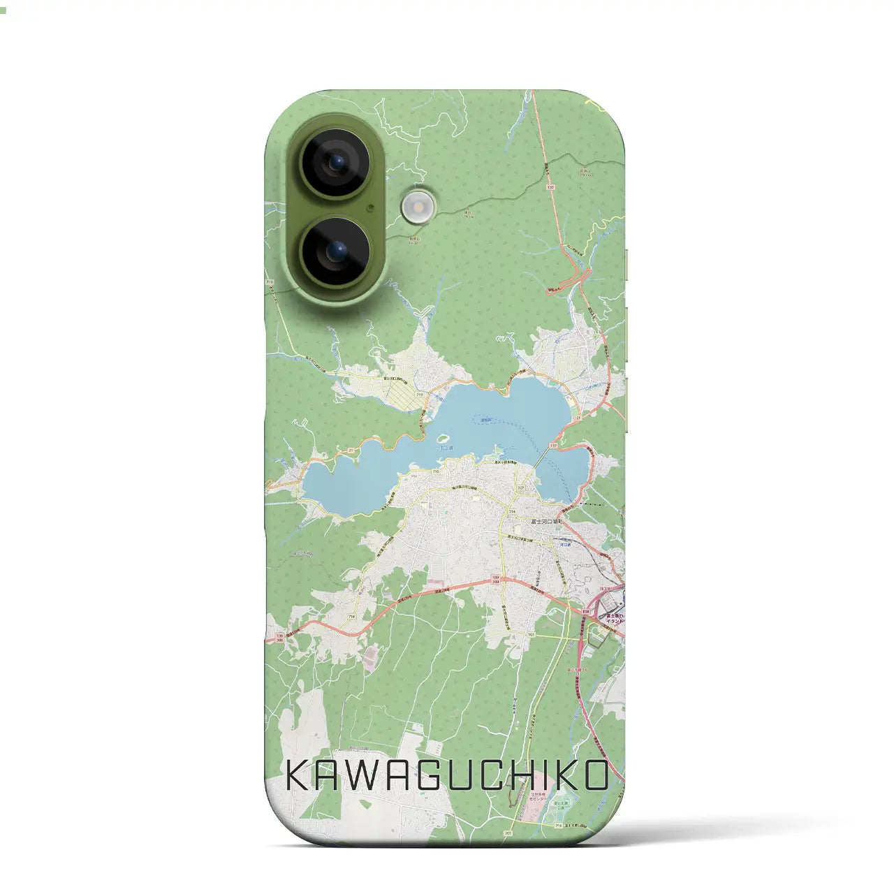 【河口湖(山梨県)】地図柄iPhoneケース(バックカバータイプ)