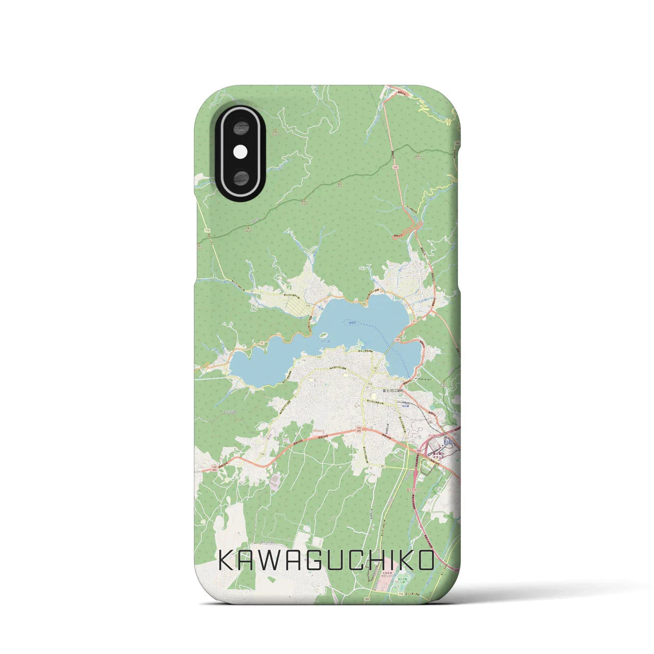 【河口湖(山梨県)】地図柄iPhoneケース(バックカバータイプ)