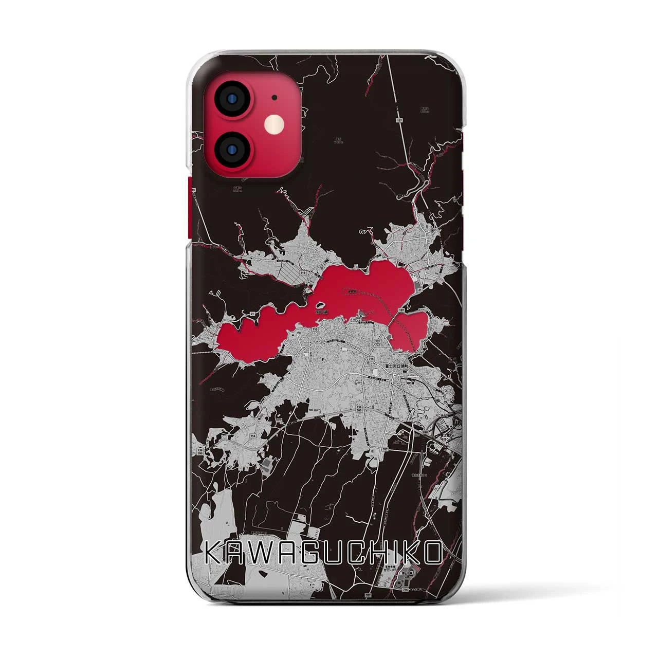 【河口湖(山梨県)】地図柄iPhoneケース(クリアタイプ)