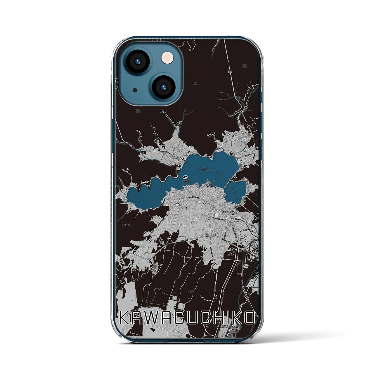 【河口湖(山梨県)】地図柄iPhoneケース(クリアタイプ)
