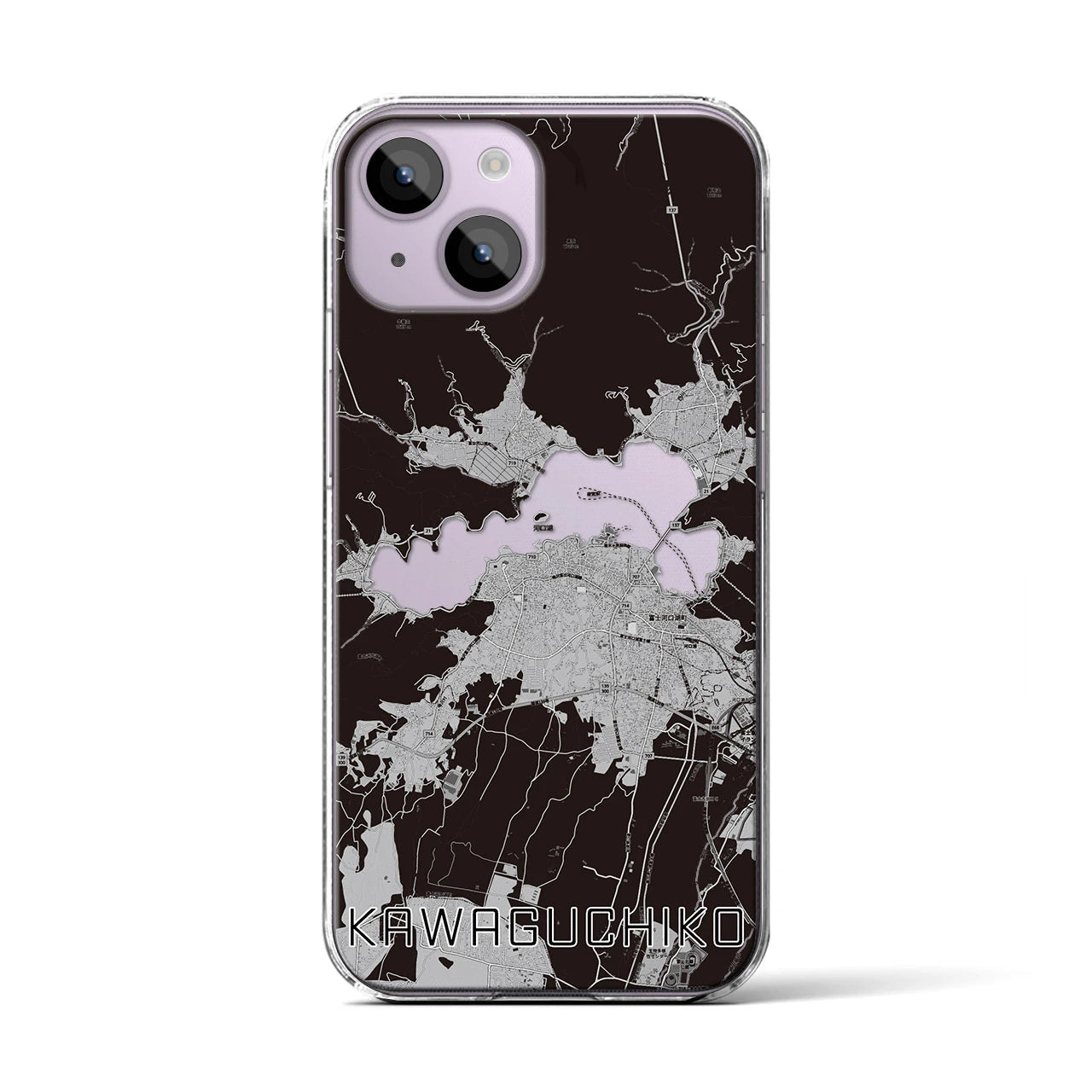 【河口湖(山梨県)】地図柄iPhoneケース(クリアタイプ)