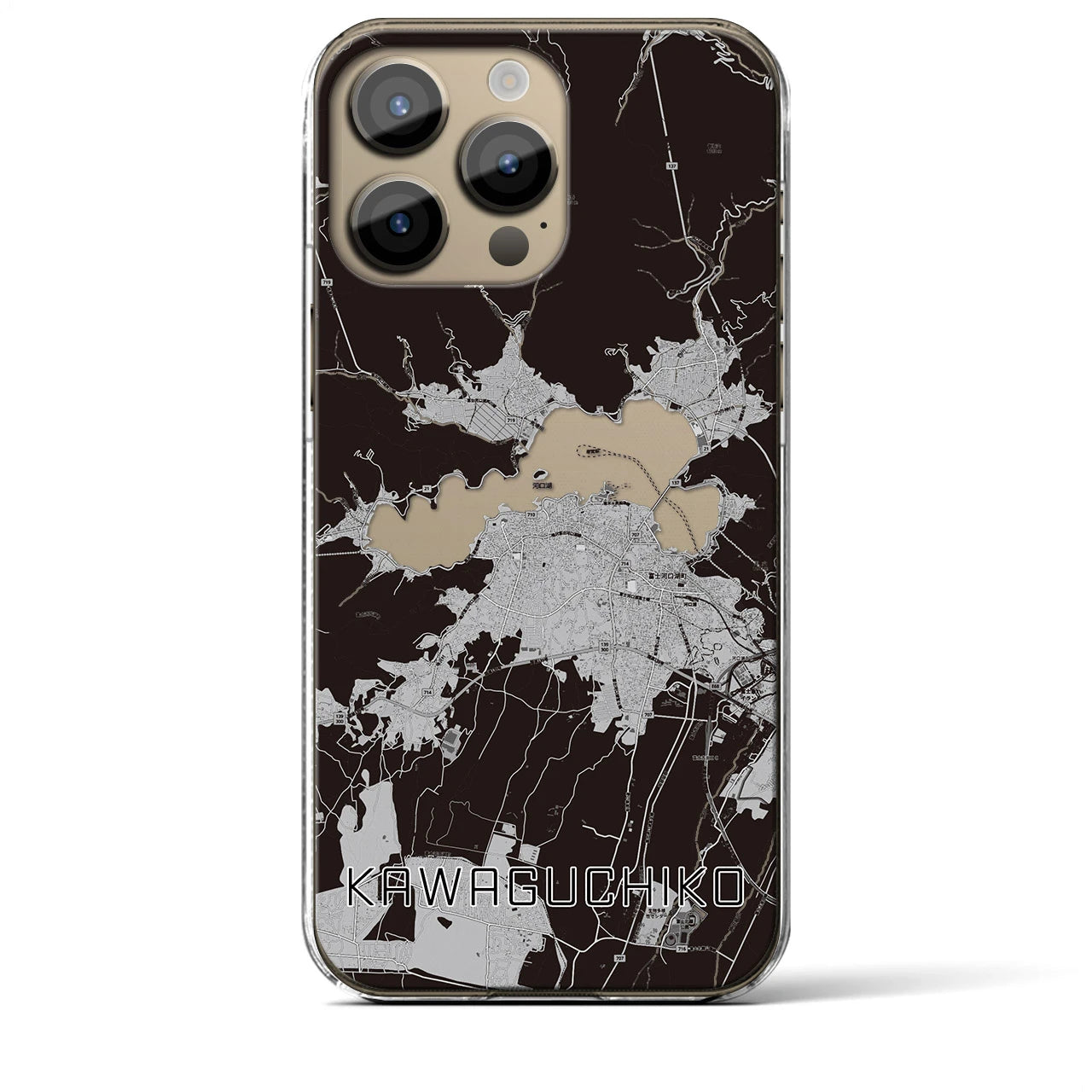 【河口湖(山梨県)】地図柄iPhoneケース(クリアタイプ)