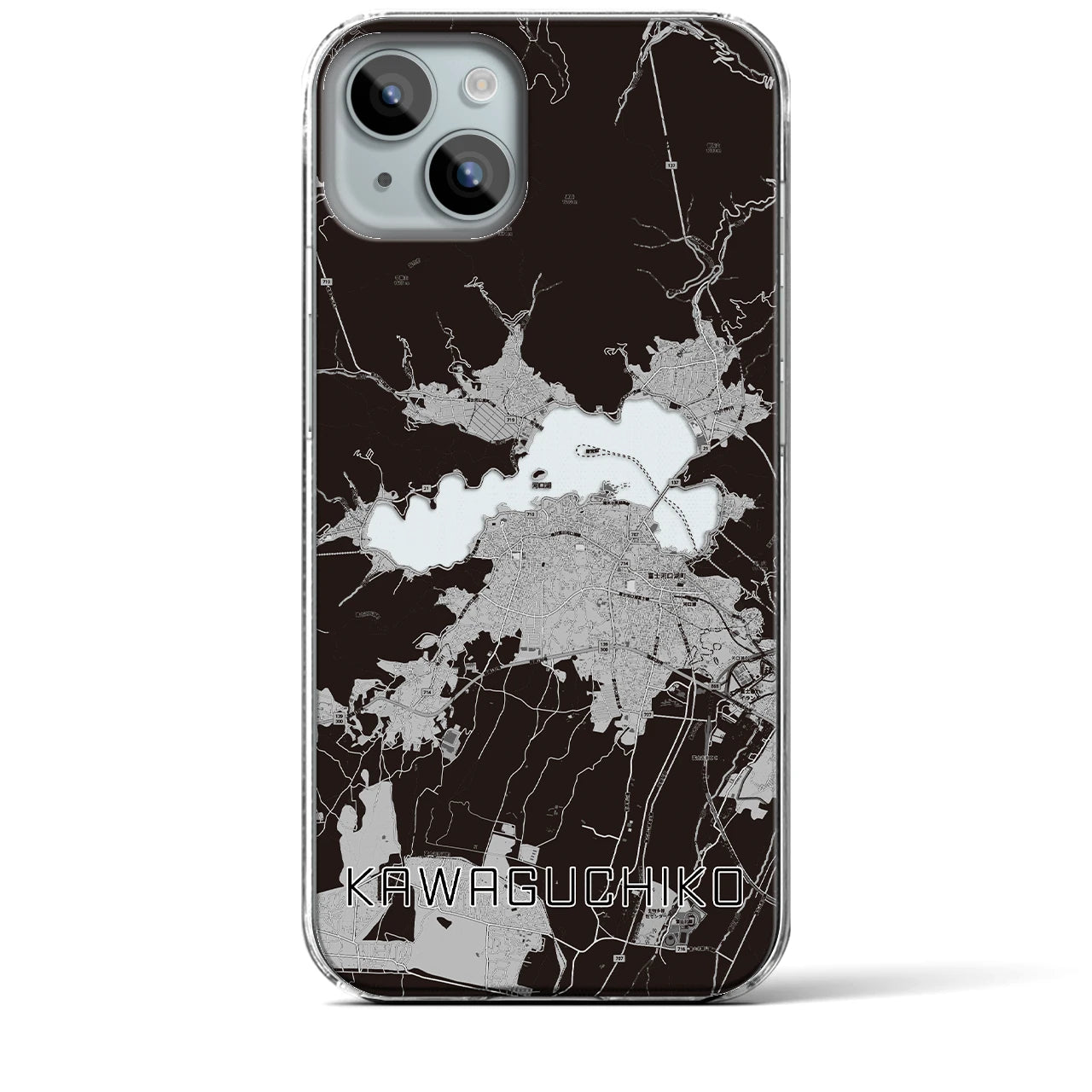 【河口湖(山梨県)】地図柄iPhoneケース(クリアタイプ)