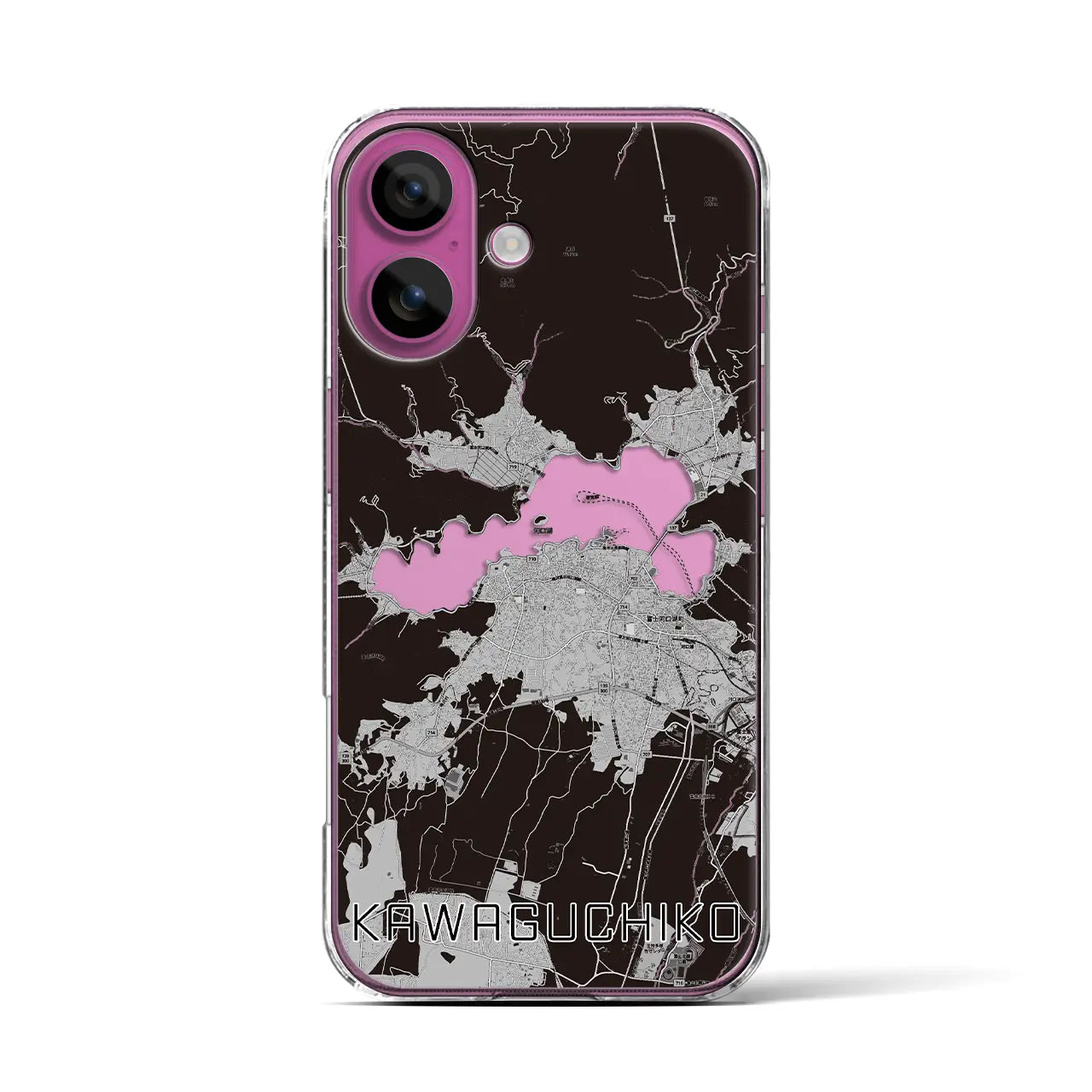 【河口湖(山梨県)】地図柄iPhoneケース(クリアタイプ)