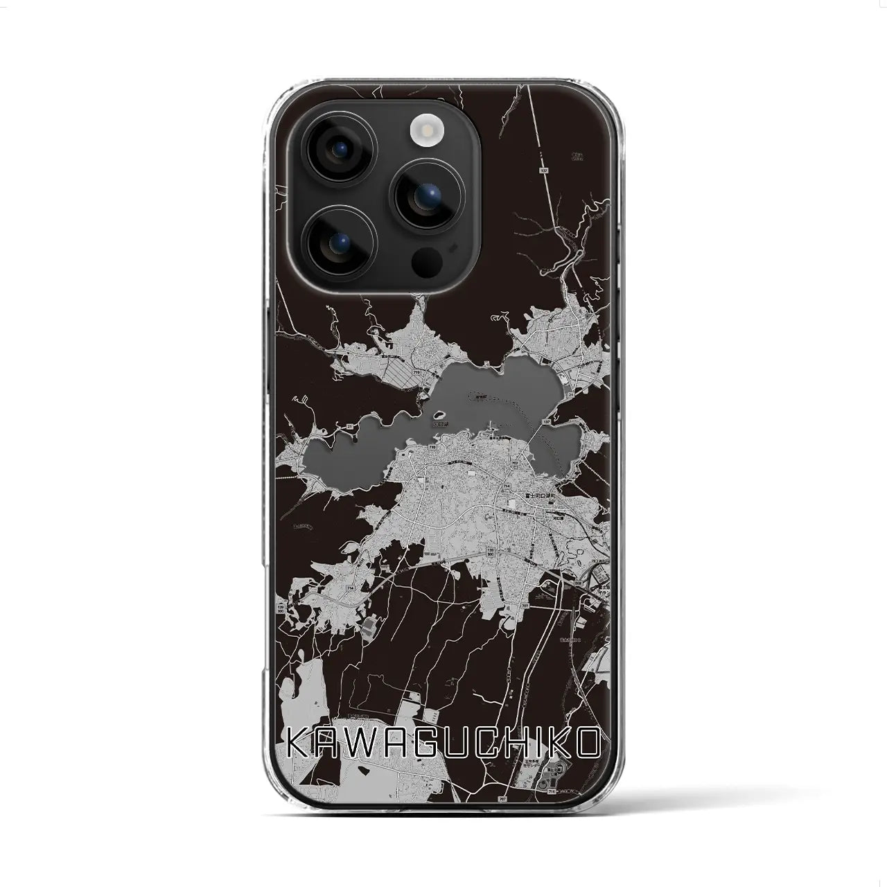 【河口湖(山梨県)】地図柄iPhoneケース(クリアタイプ)