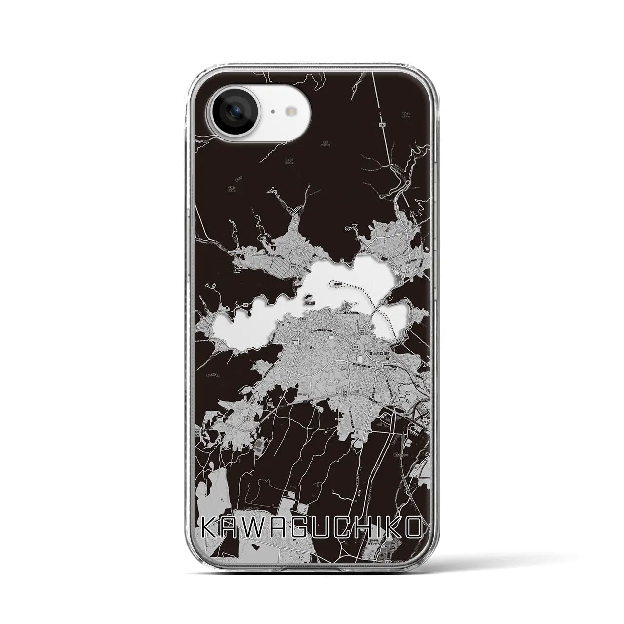 【河口湖(山梨県)】地図柄iPhoneケース(クリアタイプ)