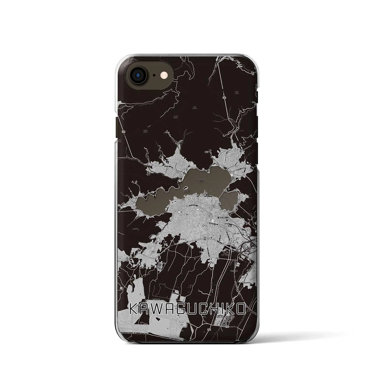 【河口湖(山梨県)】地図柄iPhoneケース(クリアタイプ)