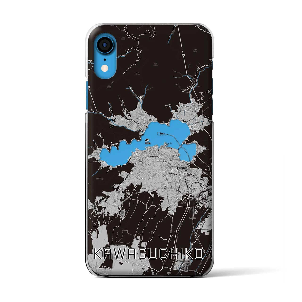【河口湖(山梨県)】地図柄iPhoneケース(クリアタイプ)