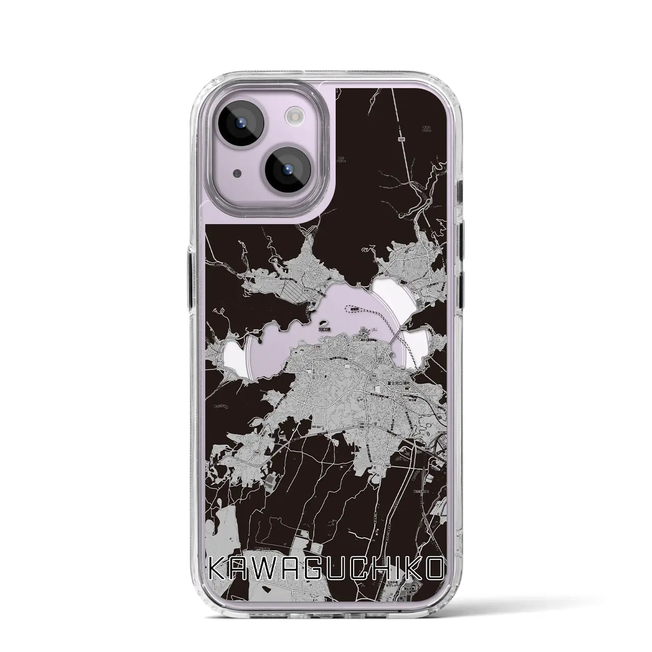 【河口湖(山梨県)】地図柄iPhoneケース(MagSafeタイプ)