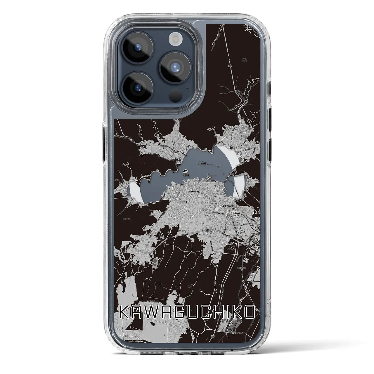 【河口湖(山梨県)】地図柄iPhoneケース(MagSafeタイプ)