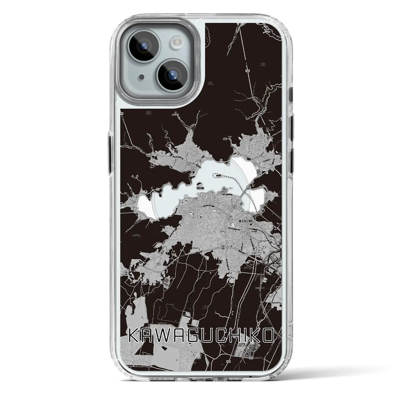 【河口湖(山梨県)】地図柄iPhoneケース(MagSafeタイプ)